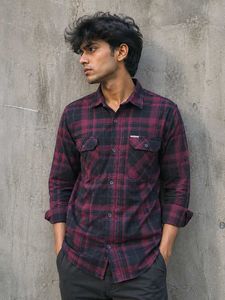 Maroon & Black Checked Flannel Shirt