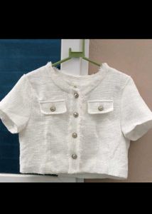 White Tweed Cropped Top