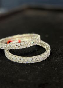 Sparkling Silver Bangle Set And In Golden Also