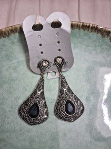 Oxidized Silver Jhumka Earrings