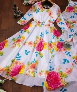 Floral Print Anarkali Dress