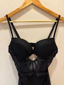 Black Lace Detail Corset Top