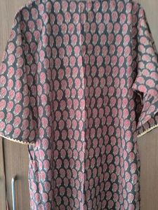 Black With Maroon Chanderi Silk Kurti