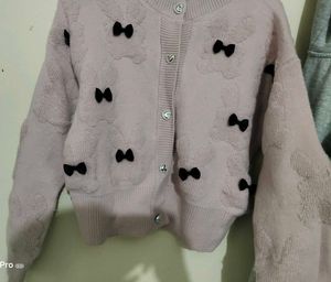 Cute Pink Teddy Bear Cardigan