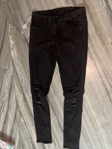 Stylish Distressed Black Jeans
