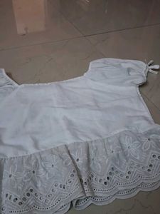 White Eyelet Peplum Top