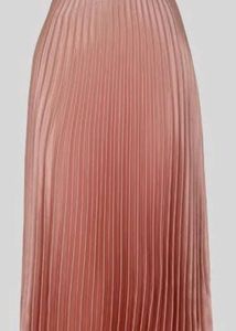 Peach Plated Satin Skirt