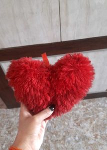 Red Heart Plush Pillow with "LOVE" Accent