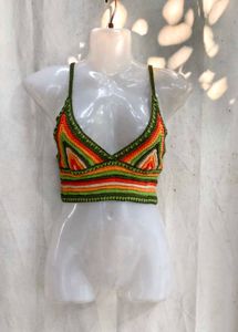 281110. Crocheted Boho Crop Top