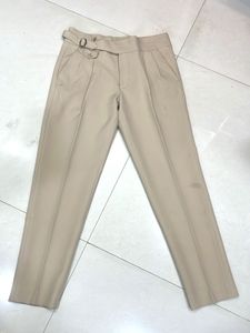Stylish Beige Pleated GurkhaTrousers