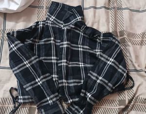 Plaid Cropped Button-Up Shirt