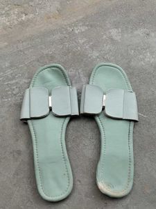 Light Blue Bow Detail Slides