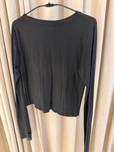 Black Crop Top with White Stripe