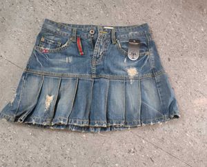 Distressed Denim Mini Skirt