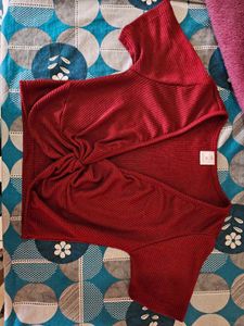 V Neck Maroon Crop Top