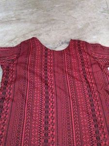 Maroon Printed Full Sleeve Kurta