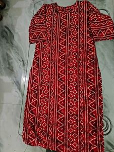 Stylish Red Bandhani Print Kurta
