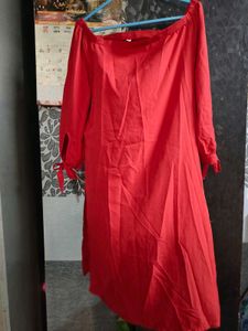 Aks Red Off Shoulder Kurta