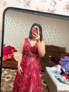 Stunning Red Embroidered Ethnic Gown❤️🎀🦋