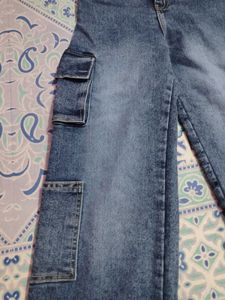 Blue Denim Cargo Pants