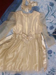 shimmery  golden frock with pearls
