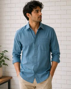 Men's Casual Blue Full Sleeve Shirt