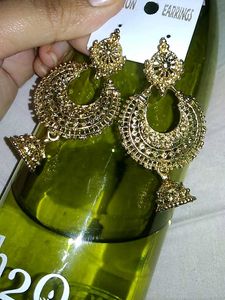 Elegant Gold Tone Jhumka Earrings