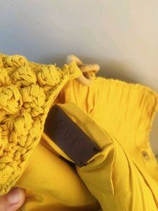 Zara Chic Yellow Crochet Hobo Bag