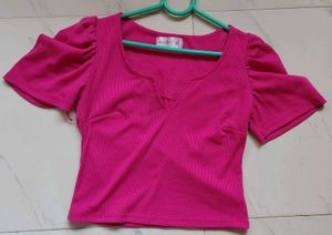 Vibrant Pink Puff Sleeve Top