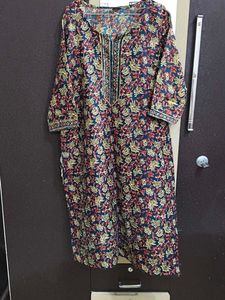 printed cotton blend kurta set