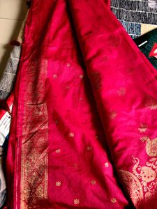 Beautiful Pink Saree with Gold Print