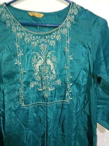 Teal Embroidered Kurta