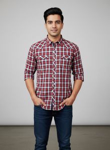 Umm Red Checkered Casual Shirt