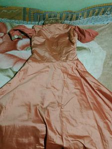 Elegant Peach Embroidered Anarkali Gown