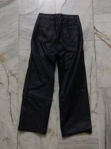 Black Faux Leather Wide Leg Pants