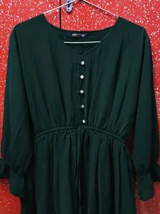 Stylish Dark Green Button-Up Tunic