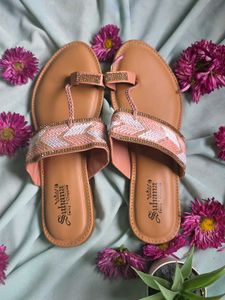 Brand New Stylish Pink Ethnic Flats / Kolhapuri St