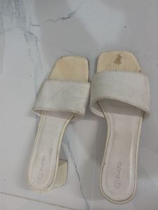 White Block Heel Sandals