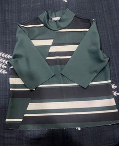 Zara Striped Mock Neck Top
