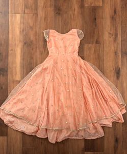 Peach Embellished Anarkali Gown