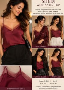 Chic Sheer Overlay Satin Camisole in S