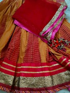 Orange Anarkali Gown with Dupatta