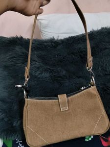 Brown Shoulder Bag with Chain Detail