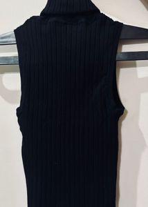 ZARA black sleeveless ribbed high neck top