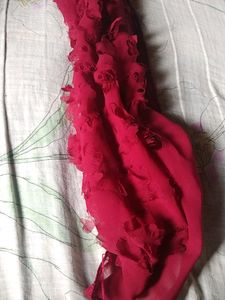 Elegant Red Chiffon Scarf