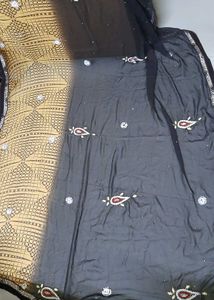 Elegant Black &amp; Gold Saree with Embellishments