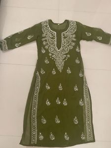 Elegant Olive Green Kurta with Mirror Work