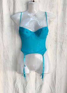 4410. Teal Lace Corset with Garter Straps
