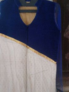 Elegant Blue & White velvet net kurta