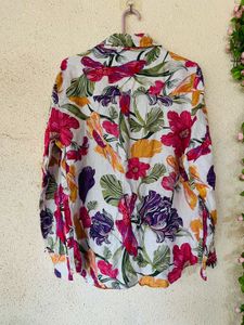 Vibrant Floral Print Linen Shirt